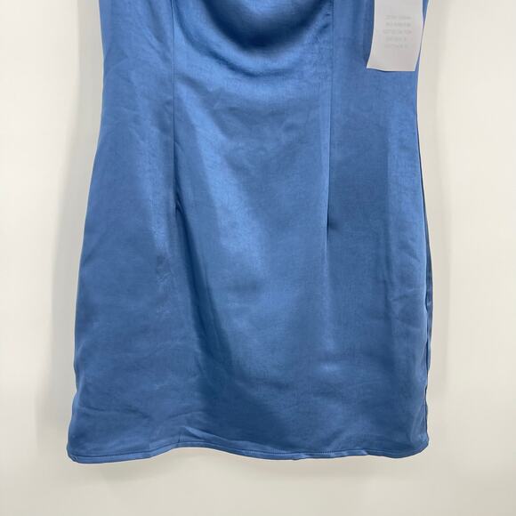 MORE TO COME | NWT Orana Mini Dress in Blue Satin Square Neck Sheath XS - Picture 7 of 13